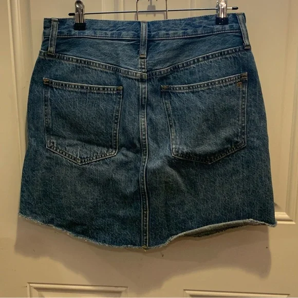 NWT Madewell Denim Dolphin-Hem Rigid Denim A-Line Blue Jean Mini Skirt 28 $79.50 - Picture 12 of 12